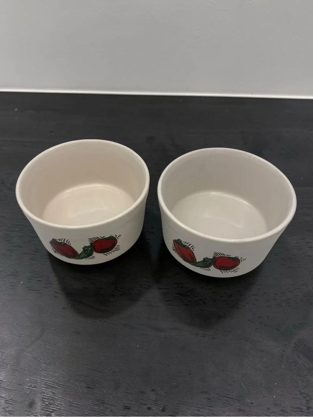 Vintage 90s Houston Foods Ceramic Ramekins Tidbit Set Of 2 Dish Dip Bowl Peppers